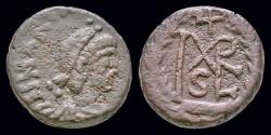 Ancient Coins - Marcian AE nummus monogram in wreath