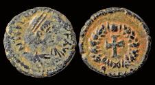 Ancient Coins - Theodosius II AE nummus cross