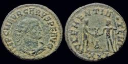 Ancient Coins - Carus AE antoninianus carus receiving Victory on globe from Jupiter