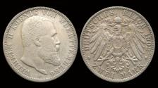 World Coins - Germany Württemberg Wilhelm II 2 mark 1902F