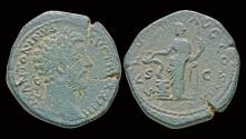 Ancient Coins - Marcus Aurelius AE sestertius Salus standing left