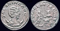Ancient Coins - Salonina AE antoninianus Gallienus receiving Victory from Roma