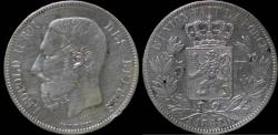World Coins - Belgium Leopold II 5 frank 1867 point.