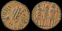 Ancient Coins - Honorius AE3 three emperors standing facing