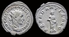 Ancient Coins - Trajan Decius AR antoninianus Abundantia standing right