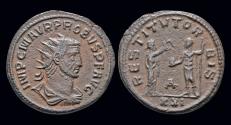 Ancient Coins - Probus AE antoninianus  female figure presenting wreath to emperor