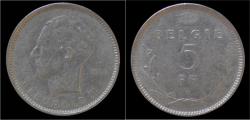 World Coins - Belgium Leopold III 5 frank 1936 VL- pos B