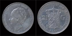 World Coins - Netherlands Wilhelmina I 2 1/2 gulden(rijksdaalder)1930