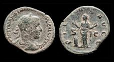 Ancient Coins - Trebonianus Gallus AE sestertius Pietas standing left