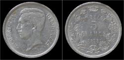 World Coins - Belgium Albert I 5 frank (1 Belga) 1933 FR-pos B