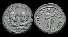 Ancient Coins - Thrace Anchialos Gordian III and Tranquillina AE tetrassarion Hygieia