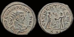Ancient Coins - Probus AE antoninianus emperor standing right receiving Victory on globe