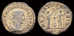 Ancient Coins - Probus AE antoninianus woman presenting wreath to emperor