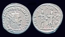 Ancient Coins - Valerian I AR antoninianus two emperors standing face to face
