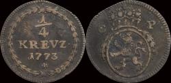 World Coins - Germany Pfalz Kurlinie Carl Theodor 1/4 kreuzer 1773