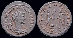 Ancient Coins - Probus AE antoninianus emperor receiving Victory on globe