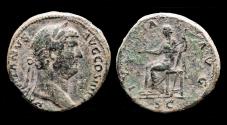 Ancient Coins - Hadrian AE sestertius Justitia seated left