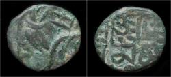 Ancient Coins - India Kangra Kingdom Apurva Chandra Deva AE drachm.