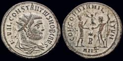 Ancient Coins - Constantius I Chlorus AE antoninianus prince receiving Victory on globe