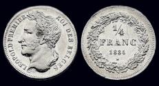 World Coins - Belgium Leopold I 1/4 frank 1834