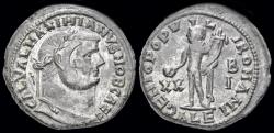 Ancient Coins - Galerius, as Caesar AE silvered follis Genius standing front