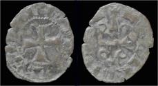 World Coins - Crusader Archaia Mahaut de Hainaut billon denier no date.