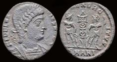 Ancient Coins - Delmatius, as Caesar AE3 two soldiers holding spears and shields