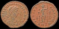 Ancient Coins - Valentinian II AE follis Roma seated on throne