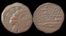 Ancient Coins - Phoenicia Arados AE17 Athena left on prow of galley