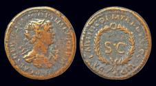 Ancient Coins - Trajan AE orichalcum As S C in wreath-Rare!