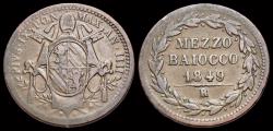 World Coins - Italy Rome Pio IX AE mezzo baiocco 1849 ANNO IV