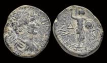 Ancient Coins - Judaea Ascalon Hadrian AE19 Phanebal standing left