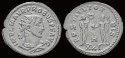 Ancient Coins - Probus silvered antoninianus female figure presenting wreath to emperor