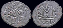 Ancient Coins - Justin II & Sophia AE follis Large M