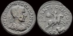 Ancient Coins - Pisidia Antioch Gordian III AE medallion Gordian riding horse right
