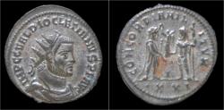 Ancient Coins - Diocletian silvered antoninianus emperor standing right