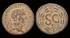 Ancient Coins - Syria Seleucis and Pieria Antioch Trajan AE28 Large S C in wreath