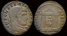 Ancient Coins - Maxentius AE follis Roma in hexastyle temple