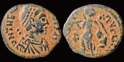 Ancient Coins - Theodosius I AE4 Victory advancing left
