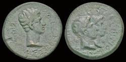 Ancient Coins - Kings of Thrace Rhoemetalkes I and Pythodoris, with Augustus AE24