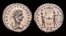 Ancient Coins - Probus billon antoninianus emperor receiving globe from Jupiter