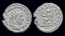 Ancient Coins - Philip I AR antoninianus Roma seated left