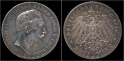 World Coins - Germany Prussia Wilhelm II 3 mark 1910A.