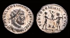 Ancient Coins - Maximianus Herculius AE antoninianus Jupiter presents Victory on globe