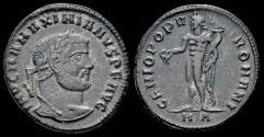Ancient Coins - Maximianus AE silvered follis Genius standing left