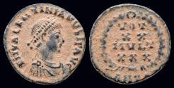 Ancient Coins - Valentinian II AE4 text in four lines