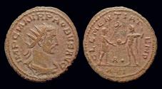 Ancient Coins - Probus AE antoninianus emperor receiving globe from Jupiter