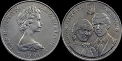 World Coins - Gibraltar 1 crown 1981- Prince Charles and Lady Diana