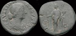 Ancient Coins - Faustina Jr AE sestertius Hilaritas standing left