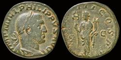 Ancient Coins - Philip I AE sestertius Felicitas standing left